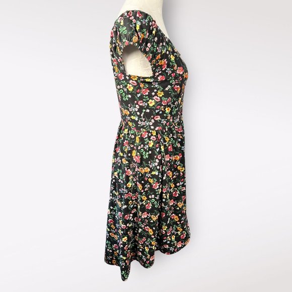 Women's Black Floral Hi Low Off Shoulder Dress Size Medium - Picture 4 of 8